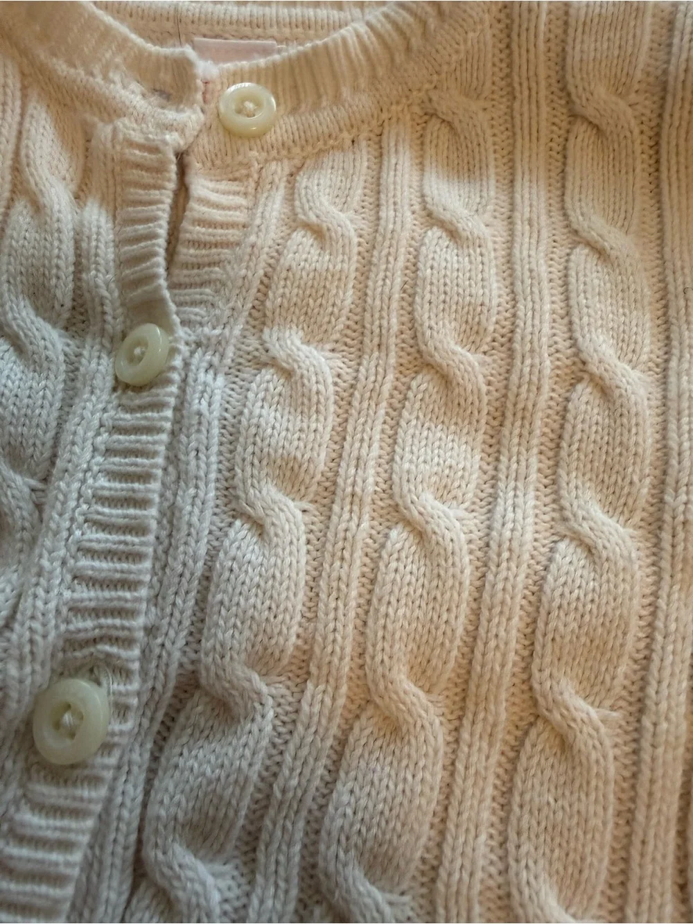 Baby Cable Knit Cardigan and Beanie Set - Cream